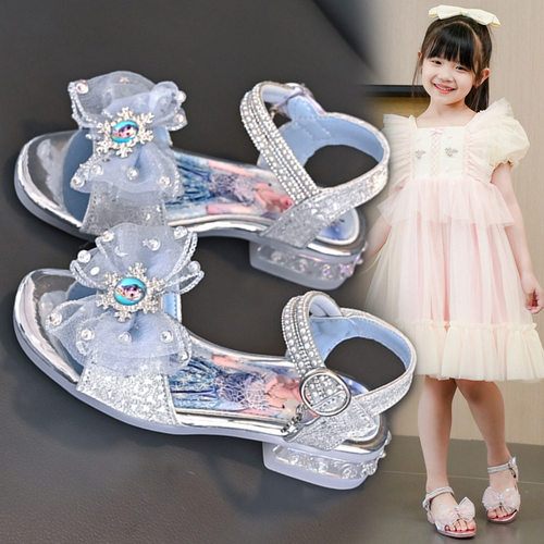 Girls' Sandals Summer Elsa Crystal Shoes Children's Princes