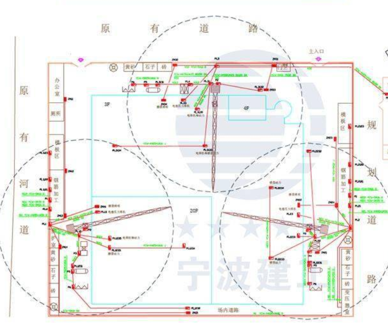 建筑行业工程施工现场地平面布置图临水临电规划cad格式dwg