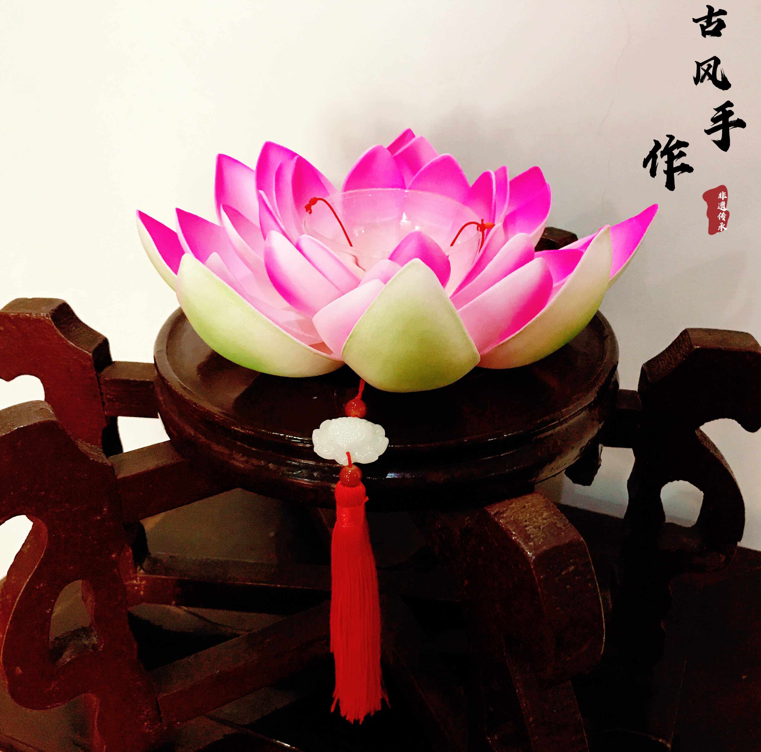 正品春节元宵节汉服拍照儿童玩具礼物手工古风手提荷花灯红色