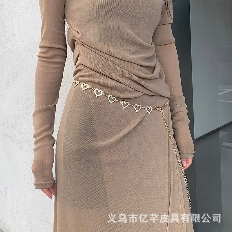 德国精工小香风爱心腰链女款高级感配饰连衣裙时尚百搭金属链条潮