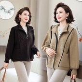 2024新款 短款 毛呢外套中老年女装 恒源祥妈妈秋装 春秋气质开衫 夹克