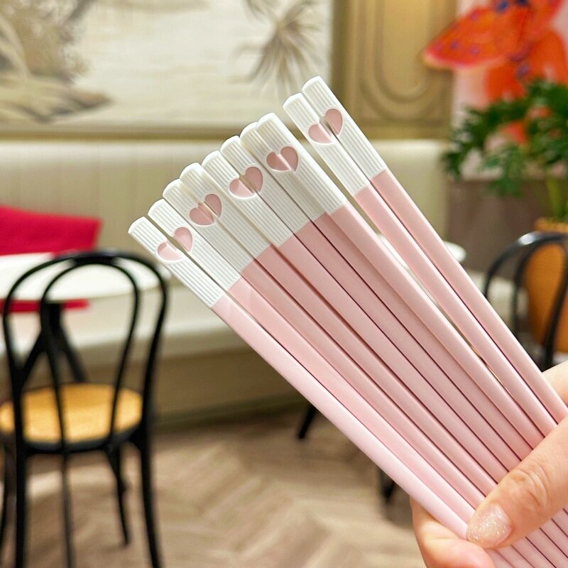 德国精工新款ins粉色爱心合金筷子高颜值家用防霉不发霉上档次食