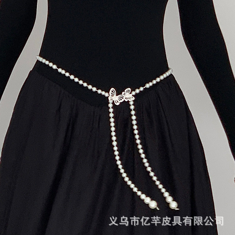 德国精工新款ins腰链蝴蝶甜美仙女风皮带 韩版简约百搭装饰裤腰带