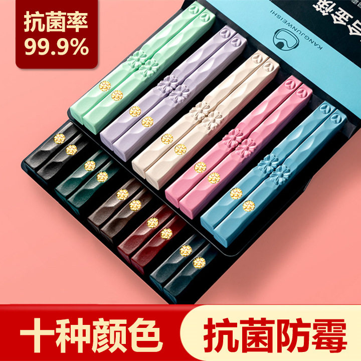 德国精工复古合金筷子勺子套装家用抗菌防霉防滑一人一筷高档高颜
