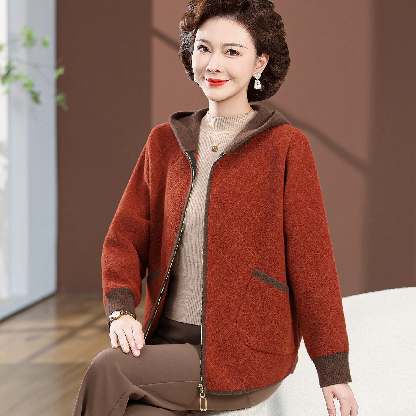 恒源祥婆婆妈妈装秋冬外套针织开衫上衣50多岁中老年女母亲衣服新,男装,羊绒开衫,淘宝优惠券,粉丝福利购,淘宝优惠卷