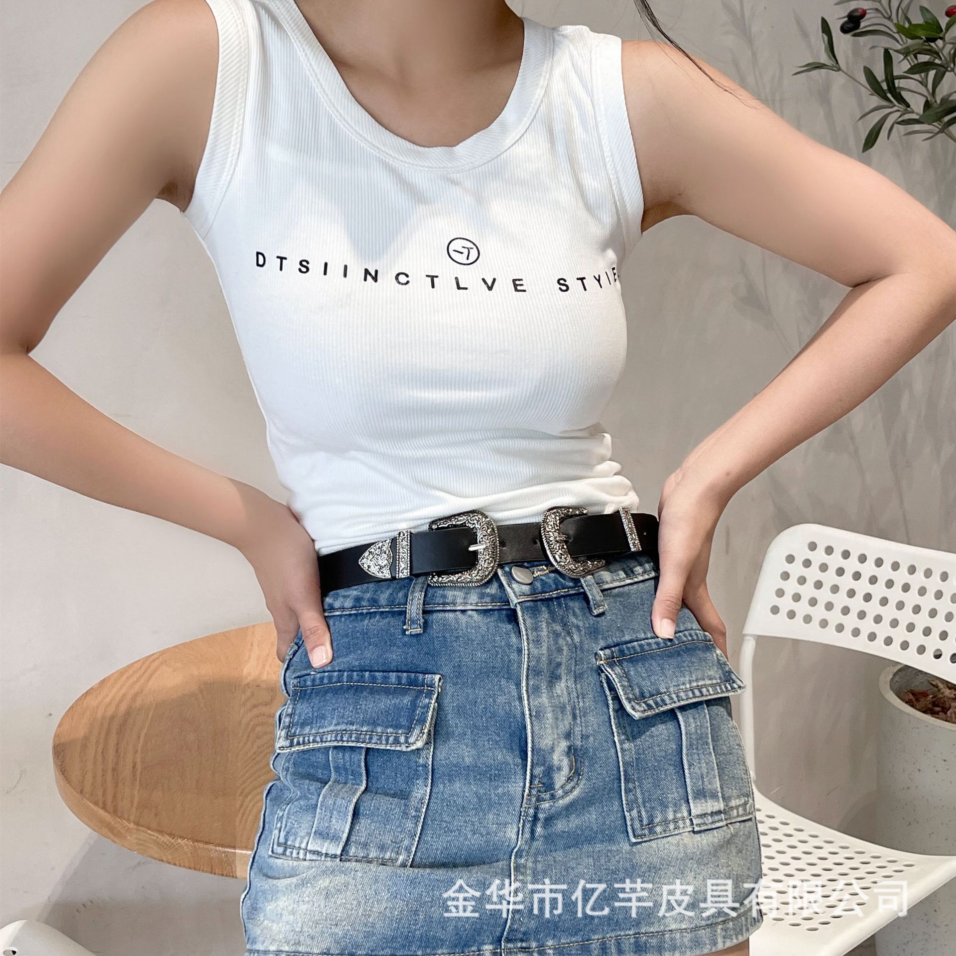 德国精工双头针扣女士皮带时尚百搭松紧腰封潮流装饰毛衣裤子腰带