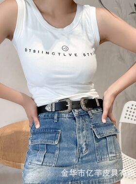 德国精工双头针扣女士皮带时尚百搭松紧腰封潮流装饰毛衣裤子腰带