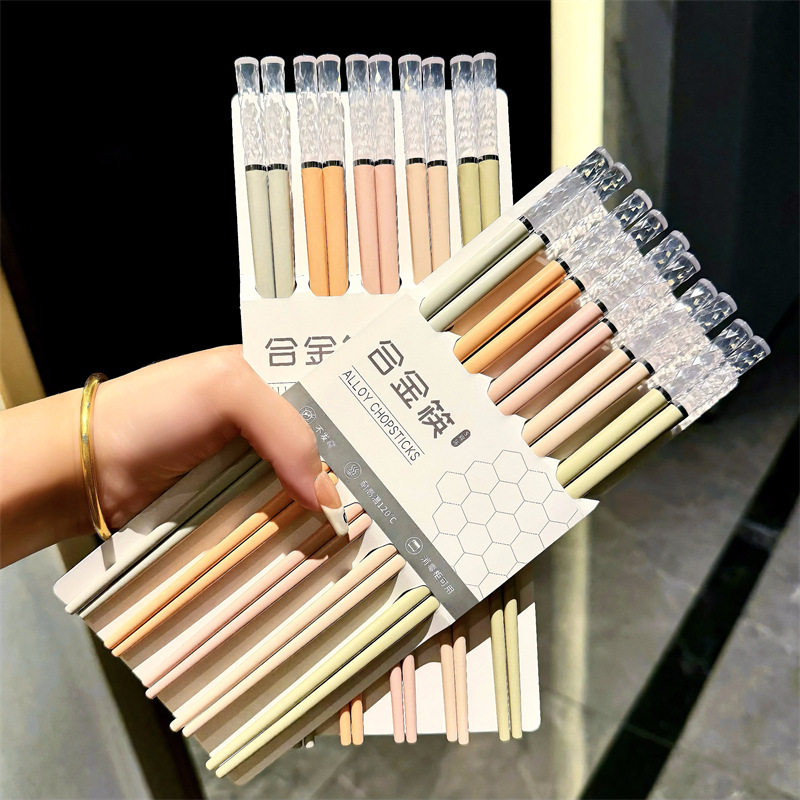 德国精工彩色马卡龙菱光水晶合金筷家用防霉不发霉高档高颜值一人