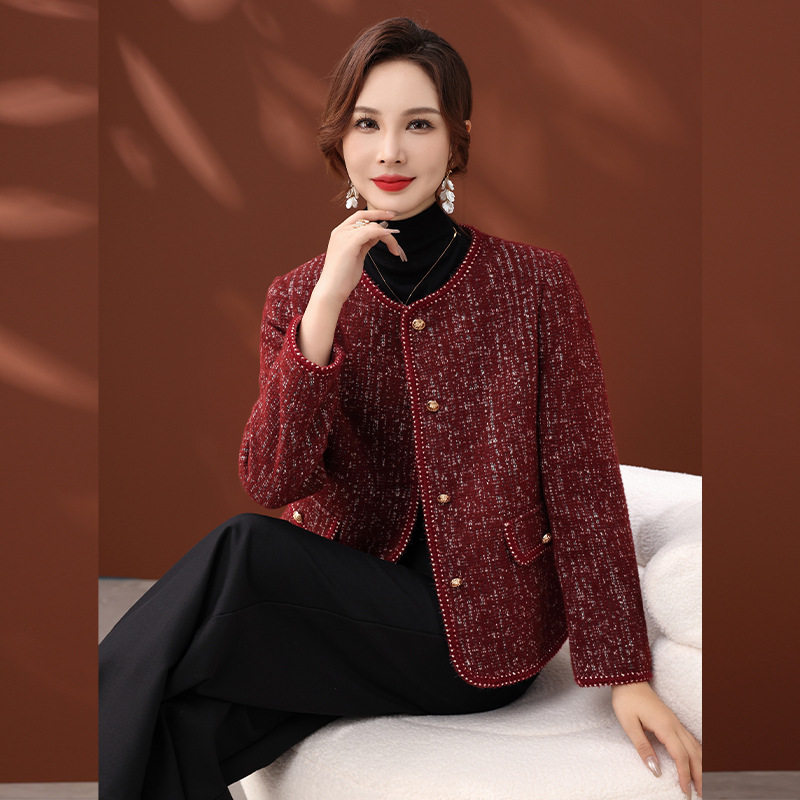 恒源祥妈妈秋装红色小香风外套洋气高贵中老年女装新款本命年气质,男装,羊绒开衫,淘宝优惠券,粉丝福利购,淘宝优惠卷