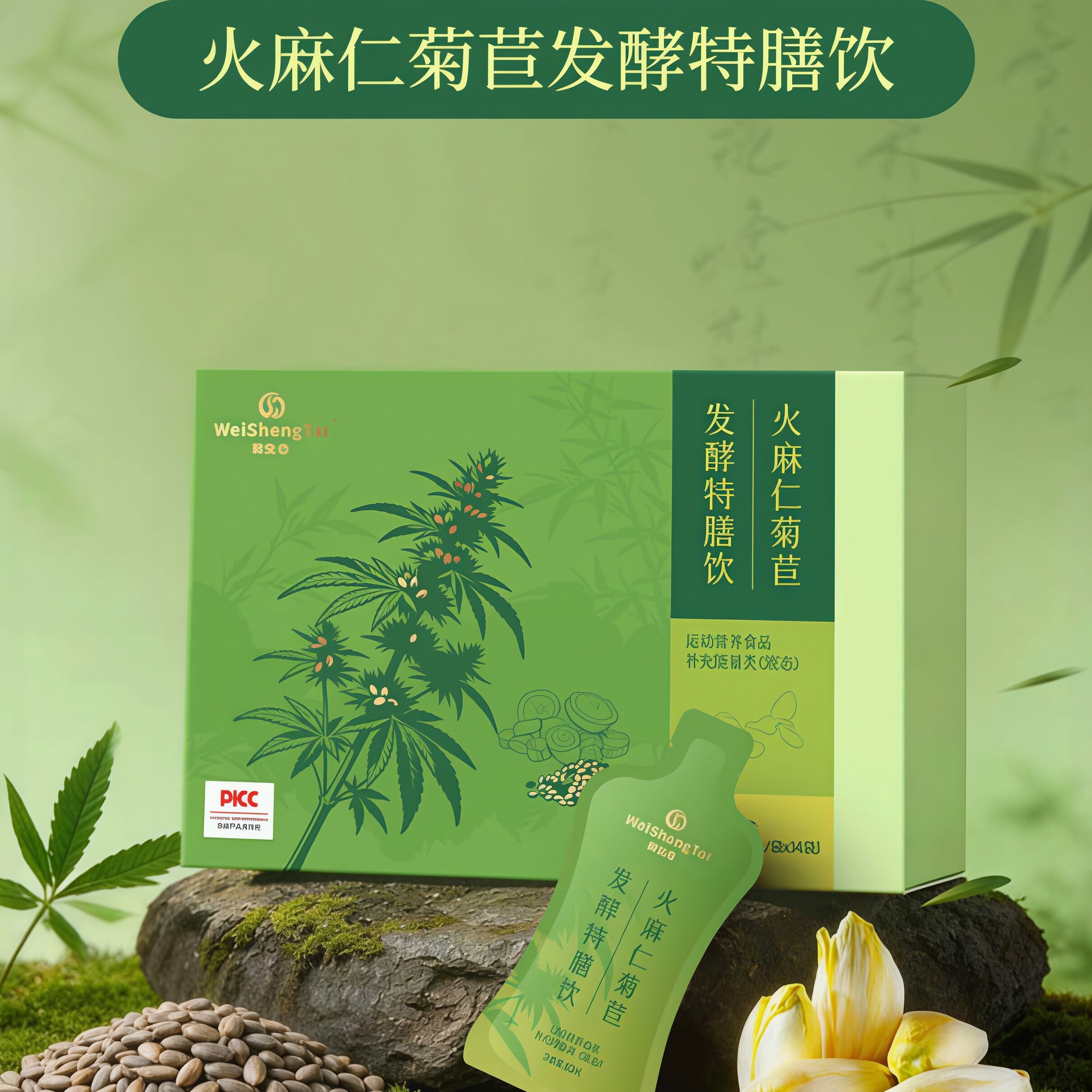 福客满微生态 火麻仁菊苣发酵特膳饮50ml/袋*14袋/盒新品上架