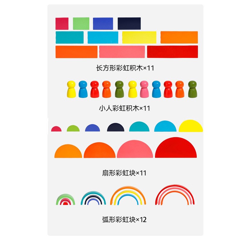 幼儿早教玩具蒙氏蒙特木制拱桥积木堆积叠叠乐儿童早教不倒翁彩虹图片