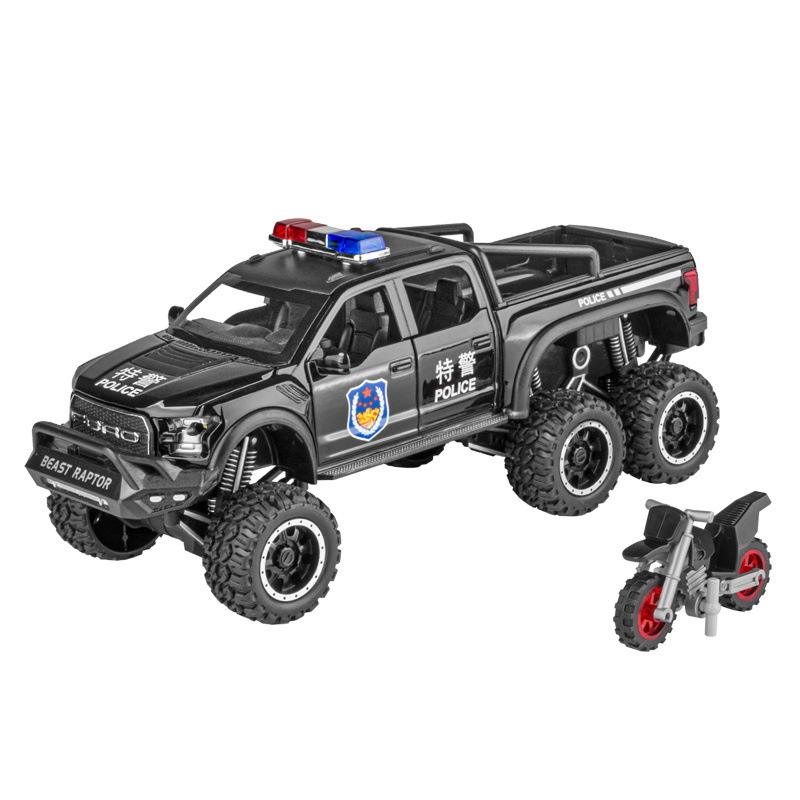 新款 车致盒装猛禽F150警车1/28仿真儿童声光合金车模型玩具