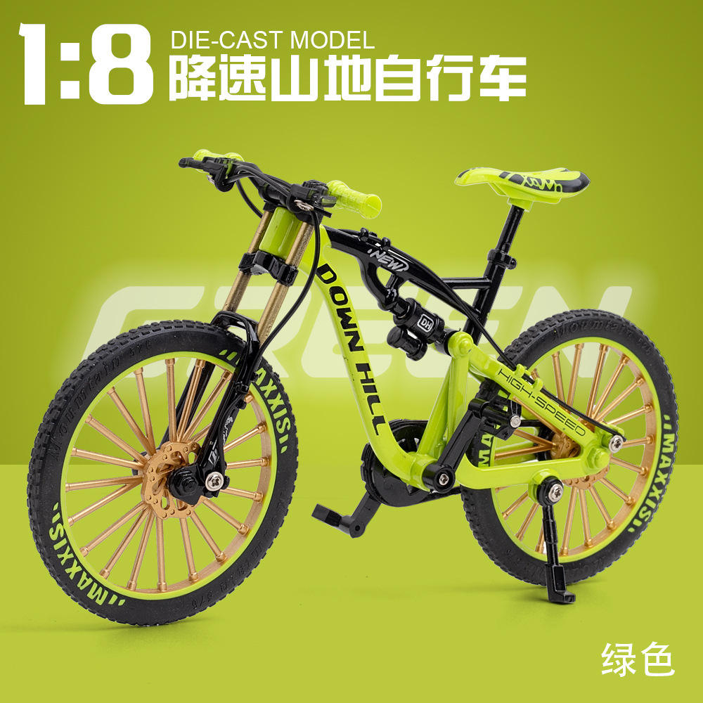 外贸新款1:8仿真合金速降软尾山地车自行车模型迷你单车玩具摆件