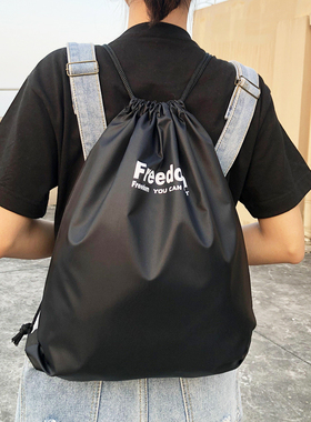 防水抽绳双肩包束口袋背包男女学生拉绳美术袋轻便收纳袋定制logo