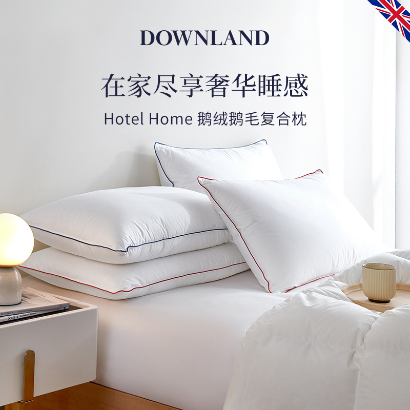 DOWNLAND鹅绒枕头护颈椎助睡眠柔软舒适回弹酒店专用睡觉纯棉枕头