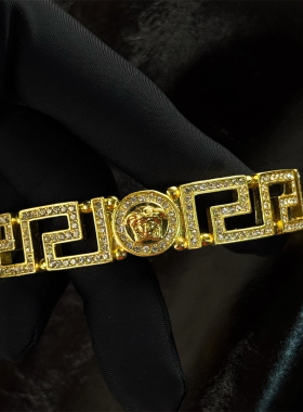 法式复古高品质满钻回纹镂空手镯