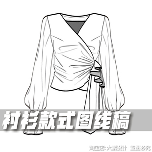 K36女装上衣衬衣衬衫 AI CDR矢量图线稿图 服装设计款式图片素材