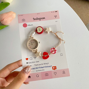 ins风多巴胺手链手表儿童女孩小学生初中生高颜值只看时间石英表