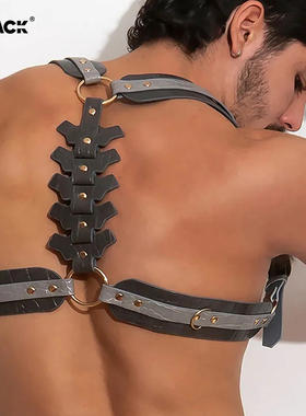 ThePack男士时尚性感情趣夜店可调节鳄鱼纹仿生脊椎形态素皮肩带