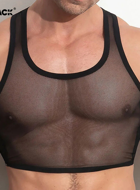 ThePack男士时尚性感运动弹力紧身网眼露脐半截胸衣背心