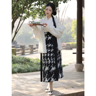 半城繁華原创  春秋新品拼色气质日常款传统宋制旋裙两片裙