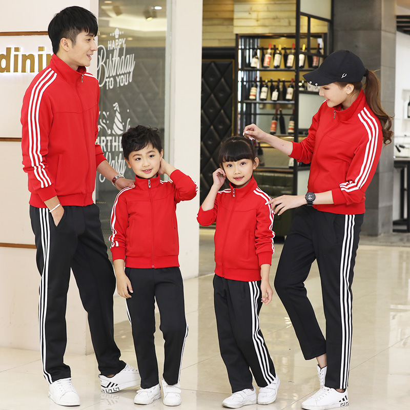 新品现货春秋季南韩丝中小学校服情侣男女三杠休闲运动套装立领两