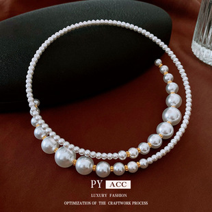 不规则大小珍珠项链夸张复古设计感项圈choker小众百搭饰品女
