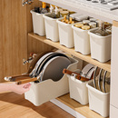 厨房收纳盒锅盖架置物架塑料锅具收纳架带滑轮橱柜收纳盒储物架子