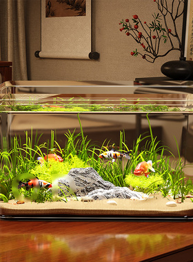 鱼缸客厅新款小金鱼乌龟饲养家用仿玻璃亚克力塑料小型桌面生态缸