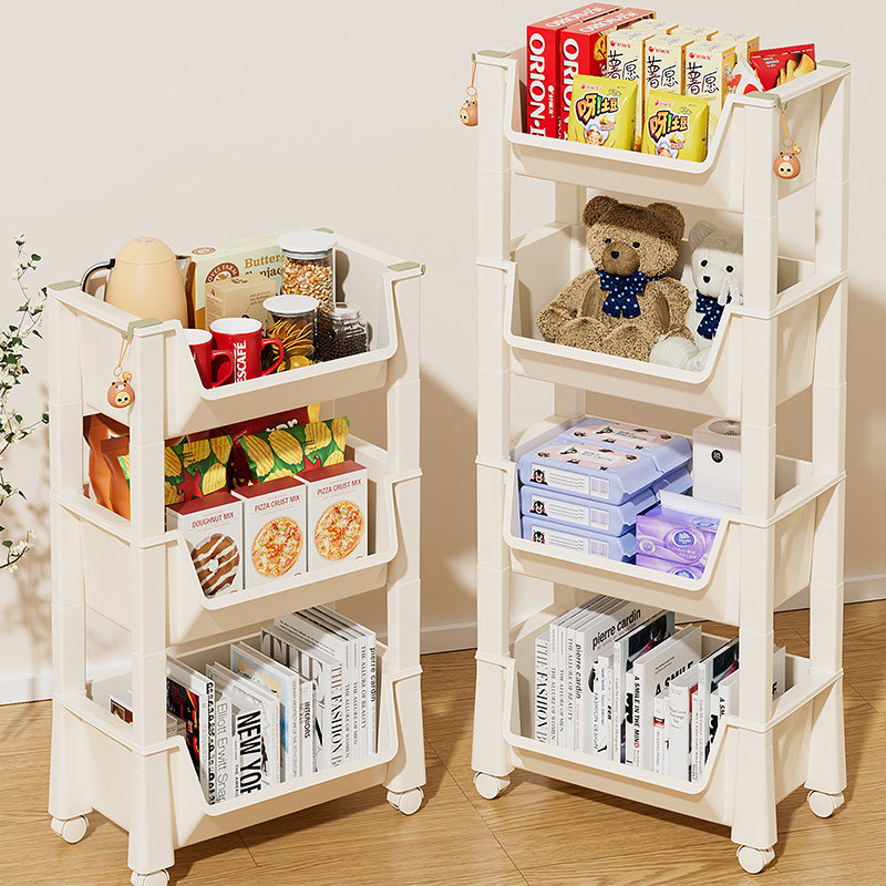 小推车置物架家用客厅零食玩具多层收纳架多功能移动书架厨房菜架