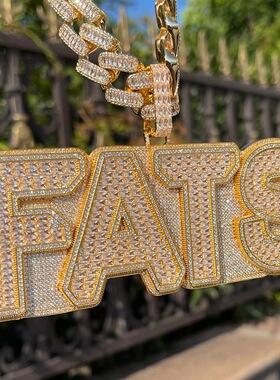 【ICEJAG】嘻哈铜镶锆石定制字体DIY字母拼接吊坠男女同款项链