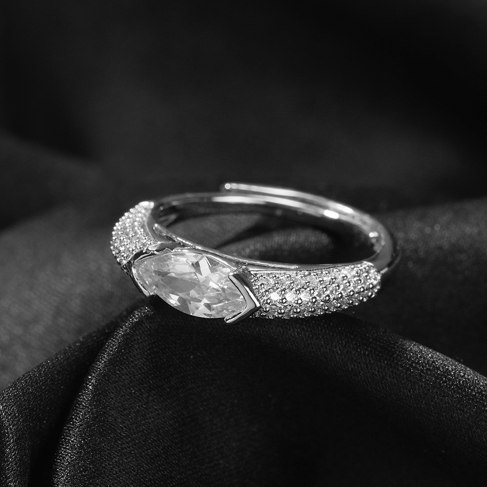 【jagmob】欧美嘻哈s925银镶嵌5*10mm马眼个性戒指