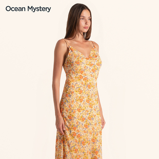Ocean Mystery新品夏日感可调节绑带连衣裙 长款沙滩度假外搭女装