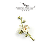 MichaelMichaud玉兰花枝胸针女珍珠胸花轻奢气质送长辈新年礼物