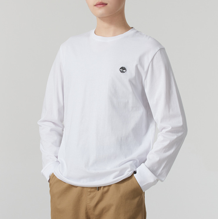 Timberland添柏岚T恤男长袖秋冬户外透气棉质舒适圆领套头打底衫