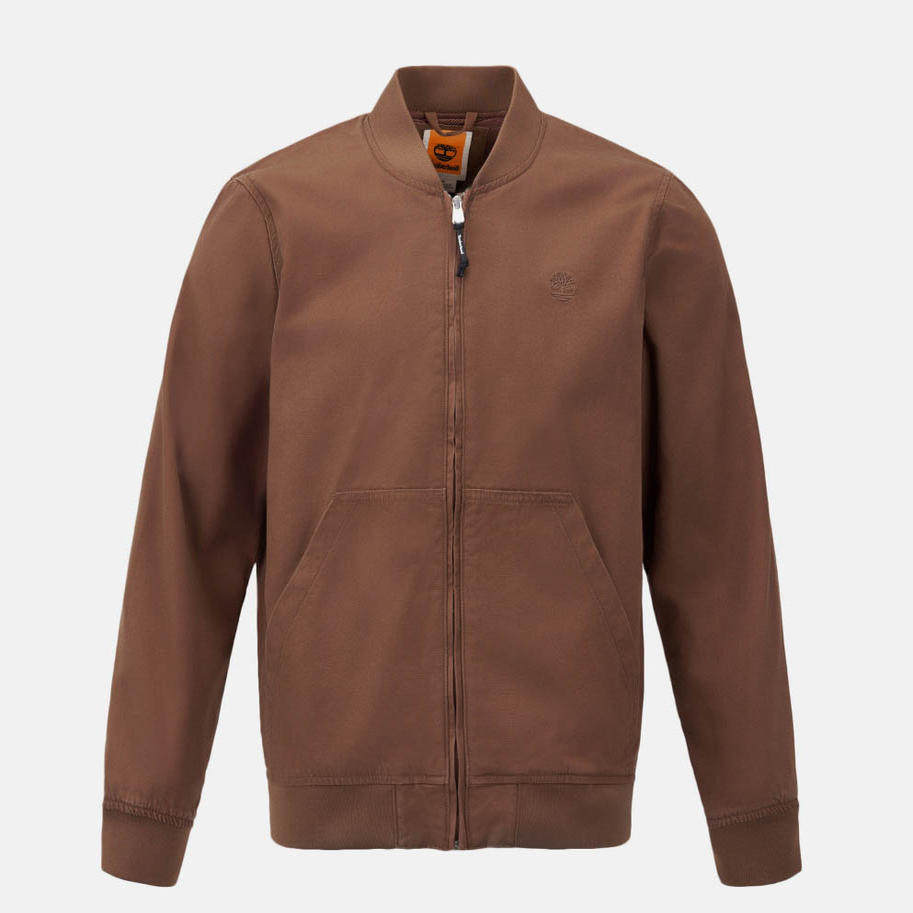 Timberland添柏岚男子棕色帆布运动休闲飞行夹克外套 A6R1N500