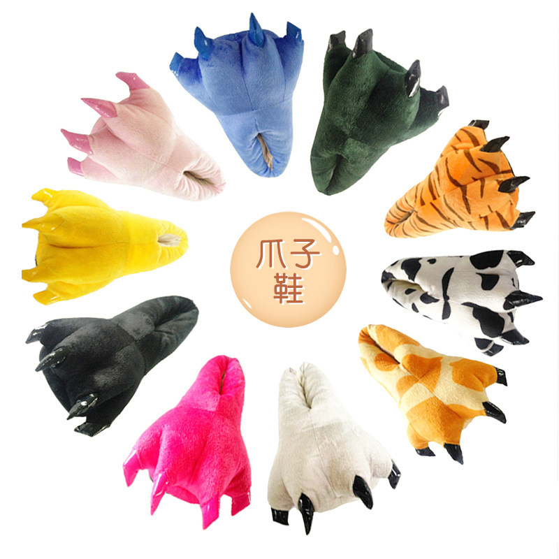 恐龙衣服儿童爪子鞋子法兰绒保暖秋冬搭配动物卡通连体睡衣