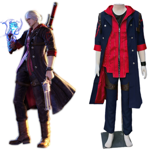 鬼泣4尼禄蓝色风衣套装游戏Cosplay男装定制/假发鞋子戒指另购