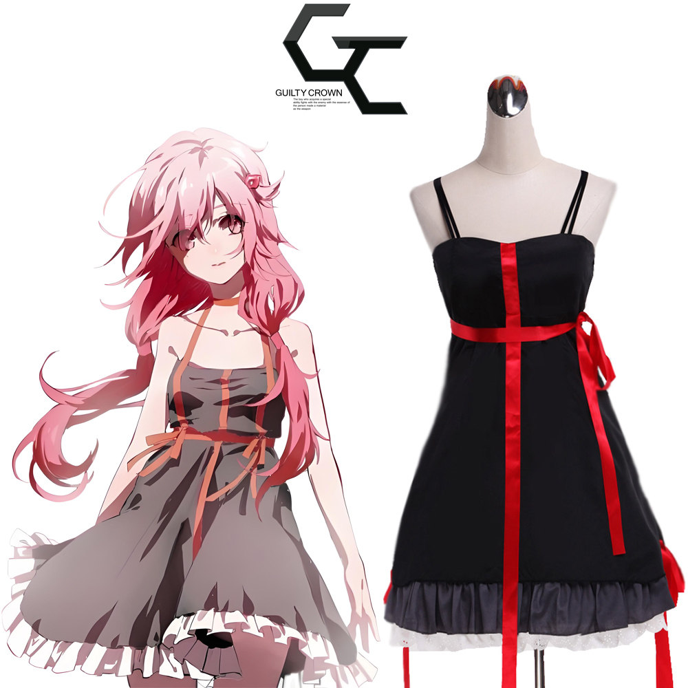 罪恶王冠楪祈黑色连衣裙动漫Cosplay女装/假发靴子发饰另购