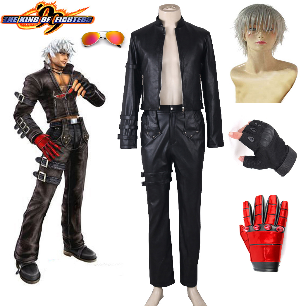 拳皇格斗之王KOF K游戏Cosplay男装/假发拳套/项链/太阳镜定制