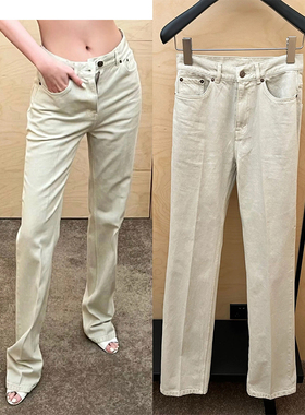 VanessaLab私服神裤ROW风经典版奶油米色老钱风显瘦直筒牛仔裤女