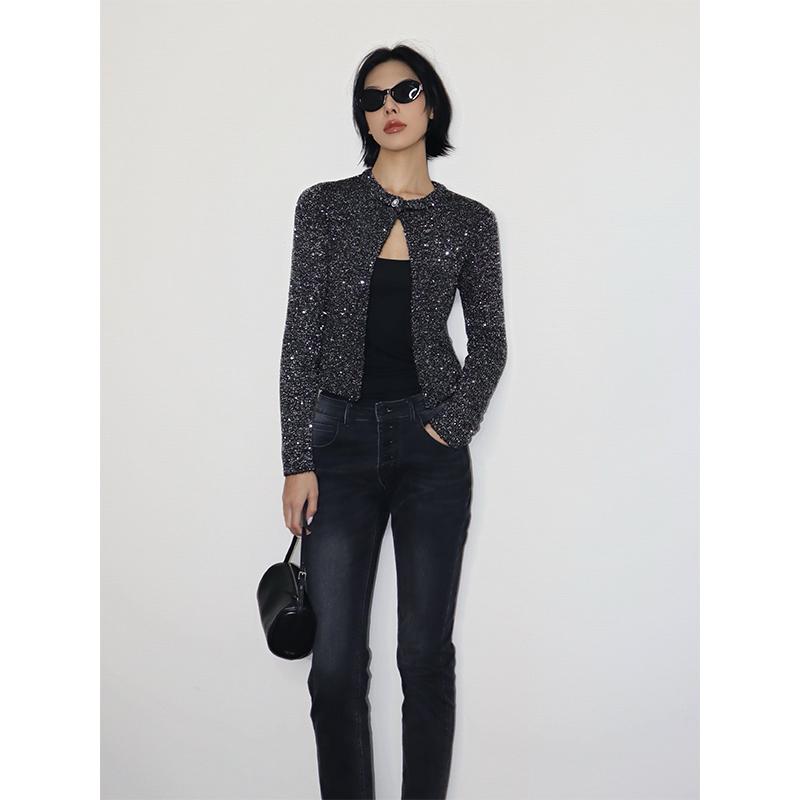 2024秋季新款小香风短款毛针织衫