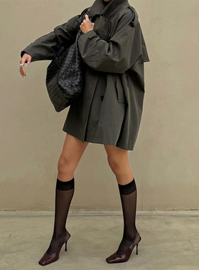 VanessaLab私服！秋冬军绿色系带风衣女多穿法休闲中长款宽松外套