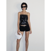 女黑色弹力紧身性感包臀千禧辣妹热裤 低腰牛仔短裤 5折 夏季