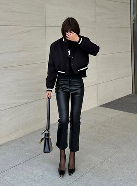 【5折】 秋冬黑白色御姐风宽松棒球服棉服短款休闲夹克外套