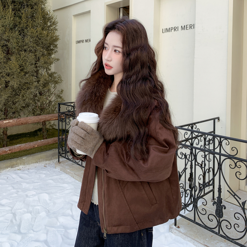 新款首发现货2B114-P475-K695鹿皮绒真狐狸毛90白鸭绒派克服