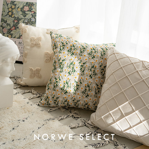 抱枕ins风刺绣轻奢沙发床头靠垫