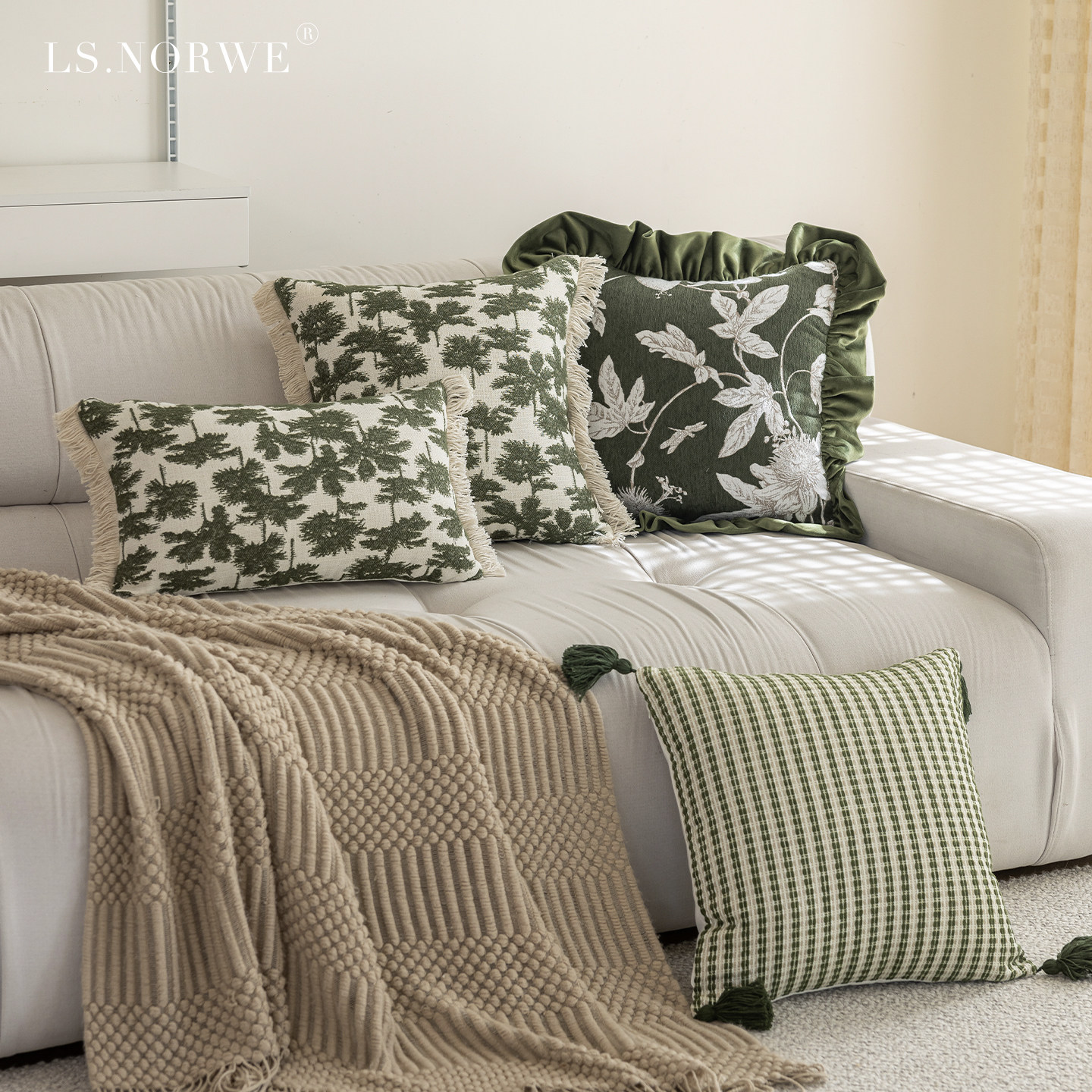 南法风荷叶边抱枕田园ins风靠垫