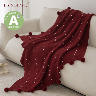 新年毛毯红色喜庆春节礼物结婚装 饰毯子沙发毯床尾毯半边绒盖毯冬