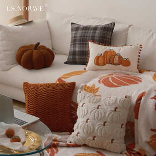 南瓜抱枕毛绒摆件圣诞节创意主题家居客厅沙发卧室儿童房靠枕ins